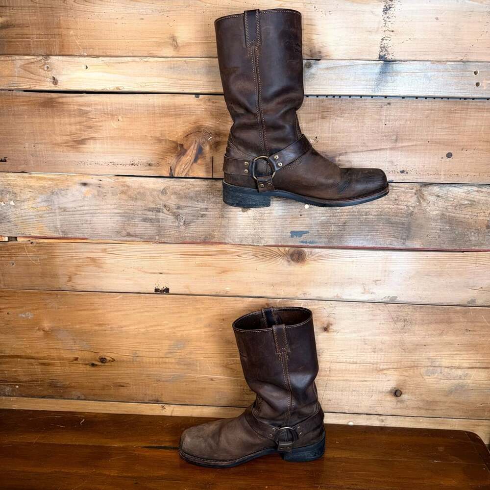Harley-Davidson Harness Boots Size 11 USA Brown Leather Motorcycle Biker